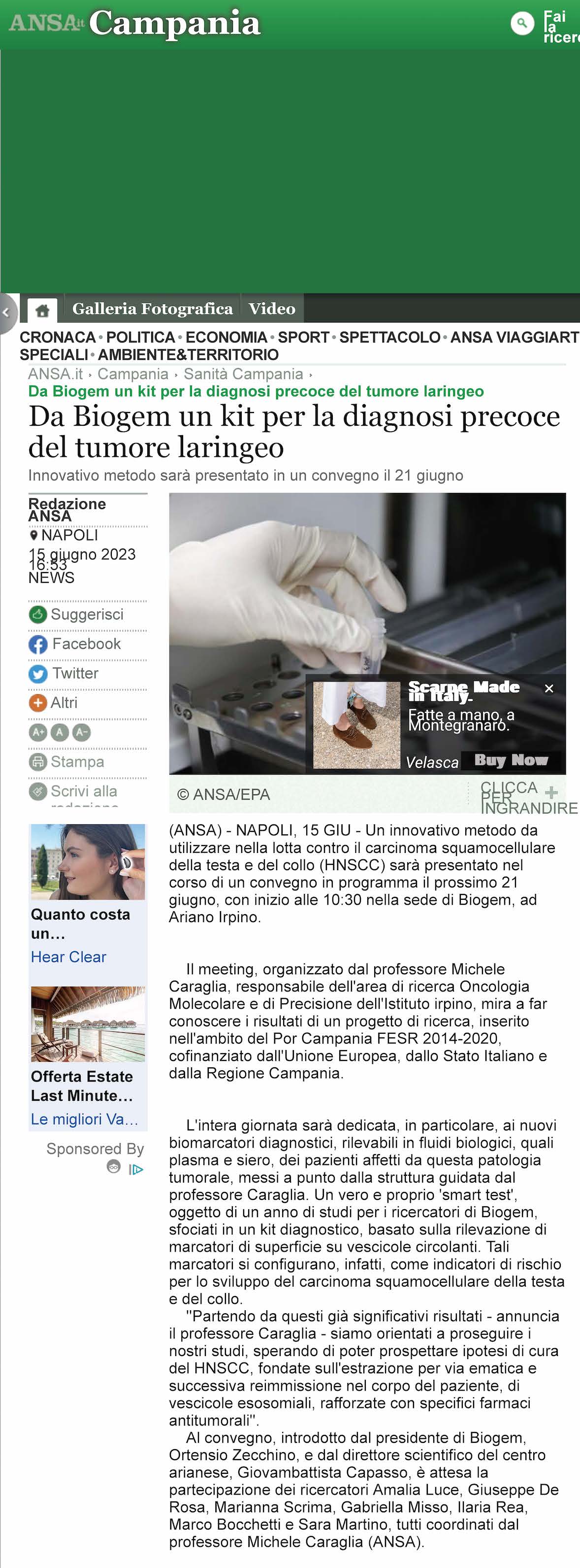 Da Biogem un kit per la diagnosi precoce del tumore laringeo